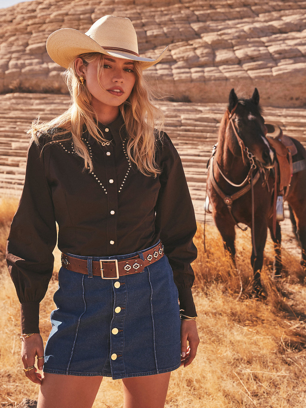 Mole Black - Wrangler® x Yellow Rose by Kendra Scott Rodeo Shirt