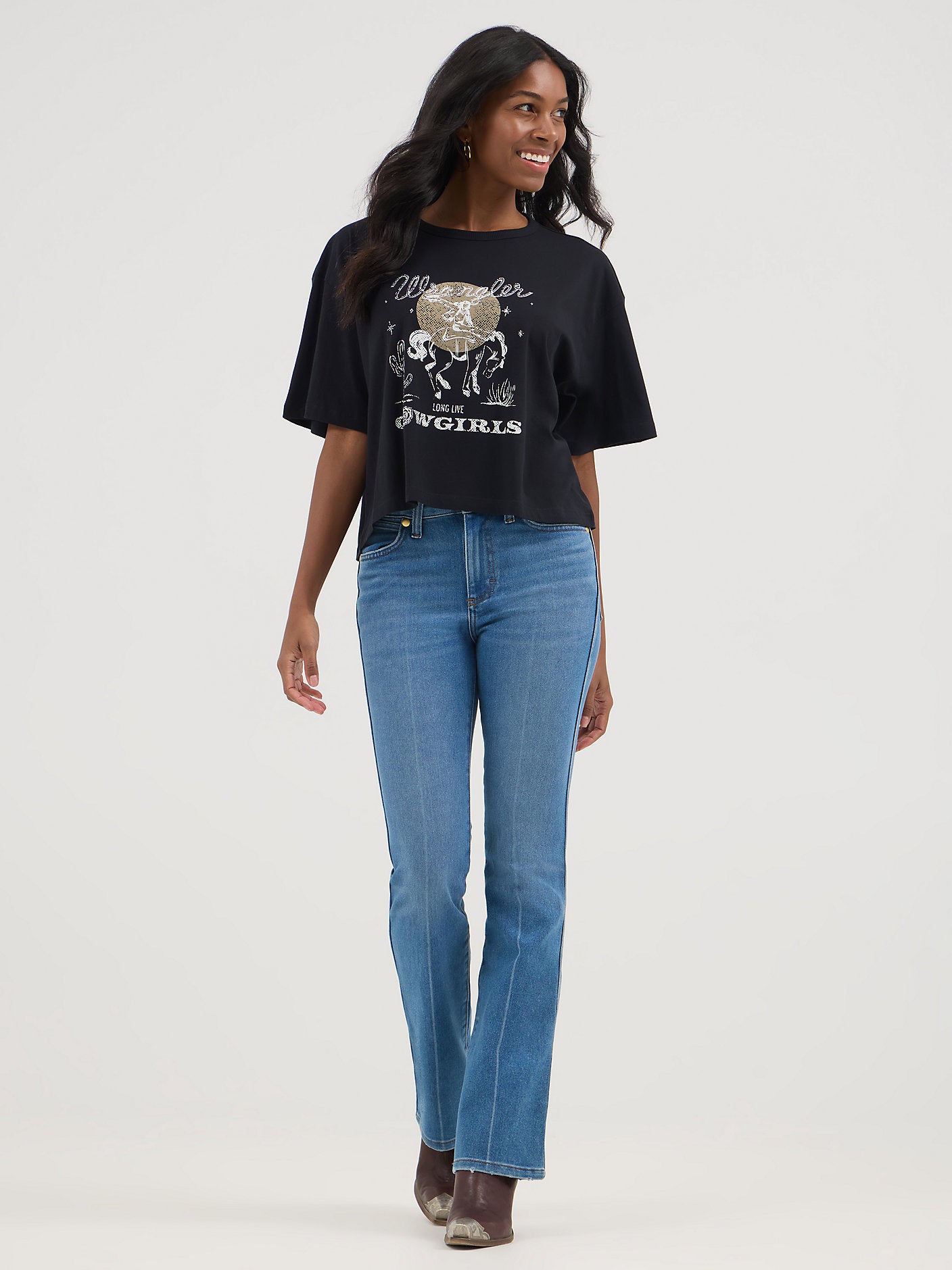 Black - Wrangler® x Yellow Rose by Kendra Scott Boxy Crop Tee