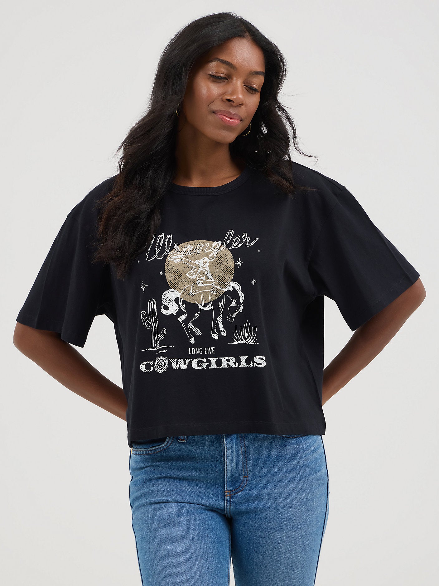 Black - Wrangler® x Yellow Rose by Kendra Scott Boxy Crop Tee