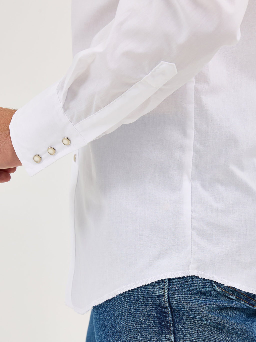White - Wrangler® Western Snap Shirt - Long Sleeve Solid Broadcloth