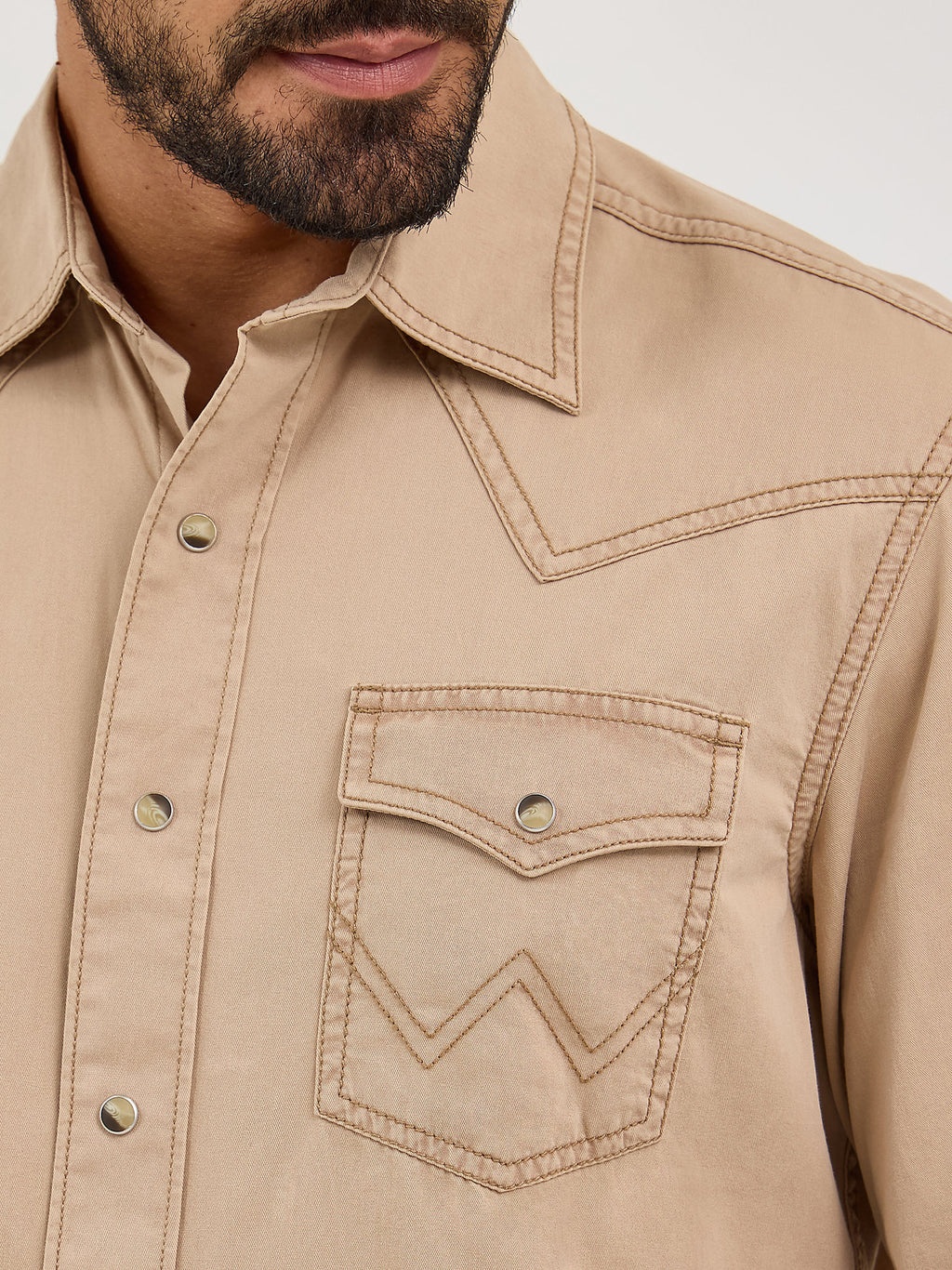 Tan - Men's Wrangler® Retro Premium Pigment Dyed Twill Western Snap Shirt